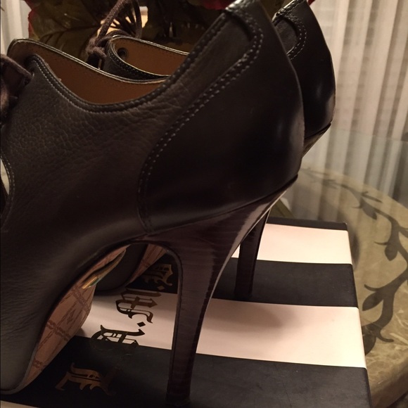 L.A.M.B. Oxford Lace Up Open Toe Heels - Picture 11 of 14